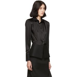 Silk & Wool Materiel Tbilisi Black Peplum Blouse